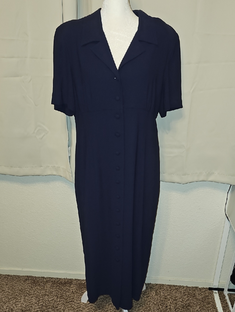Liz Claiborne Navy Short-Sleeve Jumpsuit
